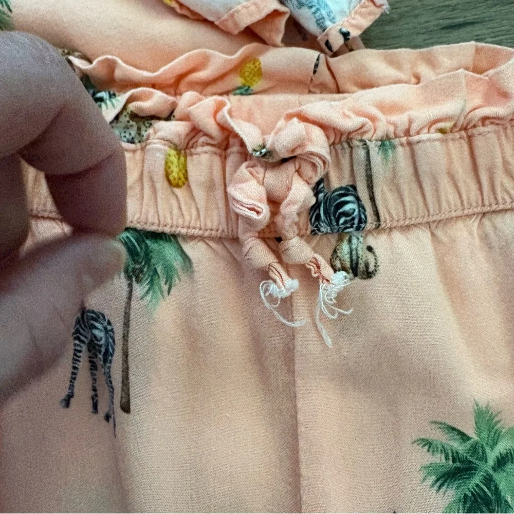 H&M Girls Pink Safari Pajama Set Size 5/6 Animal Print K. Kijan